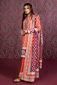 UAE -3PC Embroidered Printed Khaddar Unstitched Suit K-32024 A