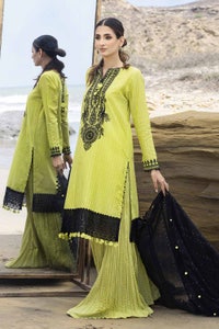 UAE -3PC Embroidered Leno Unstitched Suit with Jacquard Dupatta MJ-32050