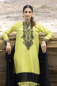 UAE -3PC Embroidered Leno Unstitched Suit with Jacquard Dupatta MJ-32050