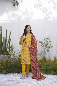 UAE -3PC Printed Lawn Unstitched Suit CL-32544