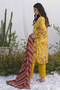UAE -3PC Printed Lawn Unstitched Suit CL-32544