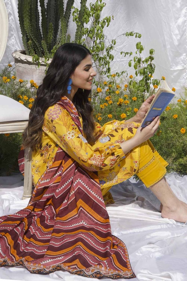 UAE -3PC Printed Lawn Unstitched Suit CL-32544