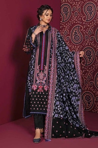 UAE -3PC Embroidered Khaddar Unstitched Suit with Embroidered Khaddar Dupatta K-32030