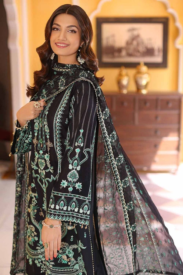 UAE -3PC Sequins and Zari Embroidered Lawn Unstitched Suit with Sequins and Zari Embroidered Chiffon Dupatta PM-32002