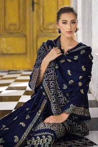 UAE -3PC Embroidered Pashmina Unstitched Suit with Embroidered Pashmina Shawl AP-32065