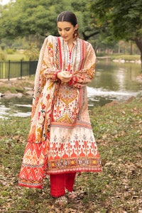 UAE -3PC Printed Lawn Unstitched Suit with Denting Lawn Dupatta DN-32107 B