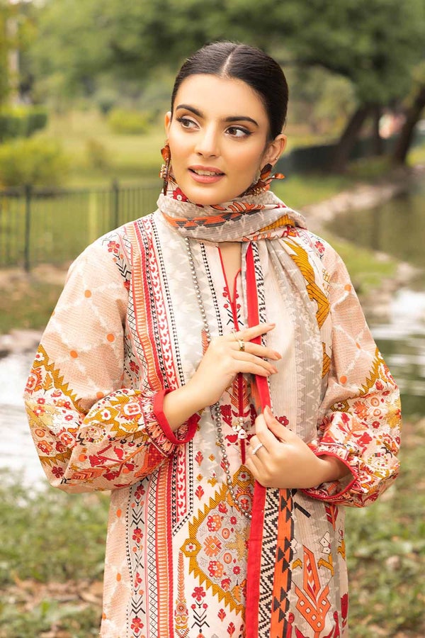 UAE -3PC Printed Lawn Unstitched Suit with Denting Lawn Dupatta DN-32107 B