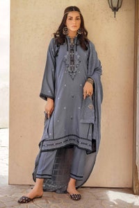 UAE -3PC Embroidered Pashmina Unstitched Suit with Sequins Embroidered Pashmina Shawl AP-32087