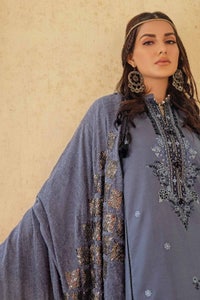 UAE -3PC Embroidered Pashmina Unstitched Suit with Sequins Embroidered Pashmina Shawl AP-32087