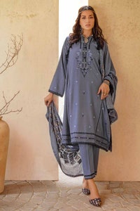 UAE -3PC Embroidered Pashmina Unstitched Suit with Sequins Embroidered Pashmina Shawl AP-32087