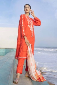 UAE -3PC Embroidered Jacquard Unstitched Suit with Sequins Paper Cotton Dupatta MJ-32055