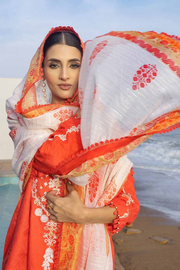 UAE -3PC Embroidered Jacquard Unstitched Suit with Sequins Paper Cotton Dupatta MJ-32055