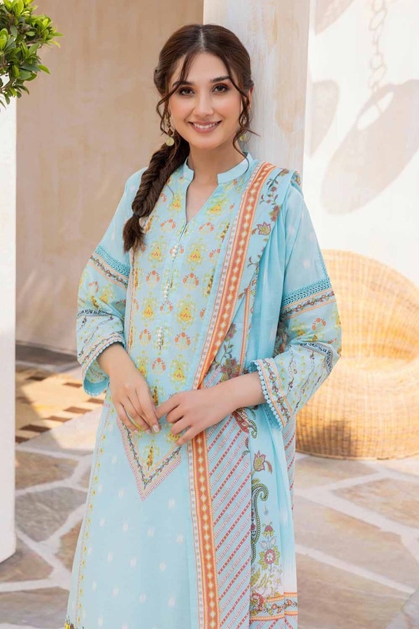UAE -3PC Printed Lawn Unstitched Suit CL-32490 B
