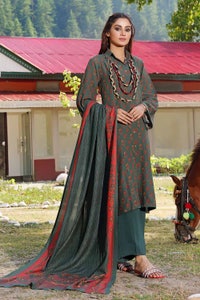 UAE -3PC Printed Karandi Unstitched Suit AY-32004