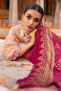 UAE -3PC Foam and Gold Printed Embroidered Unstitched Lawn Shirt with Foil Printed Chiffon Dupatta BM-32035