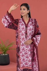 UAE -3PC Silk Unstitched Digital Printed Suit With Chiffon Dupatta CR-22007
