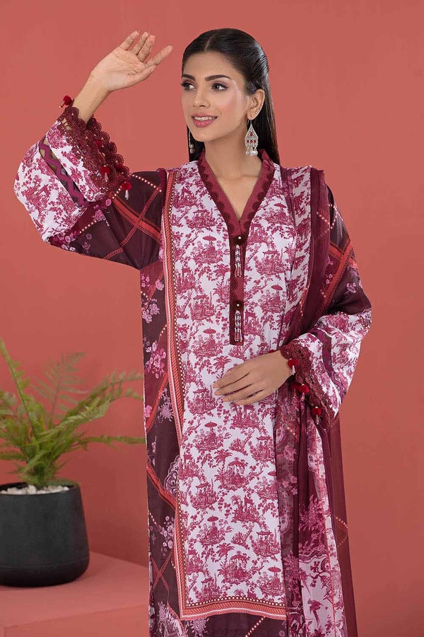 UAE -3PC Silk Unstitched Digital Printed Suit With Chiffon Dupatta CR-22007
