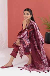 UAE -3PC Silk Unstitched Digital Printed Suit With Chiffon Dupatta CR-22007
