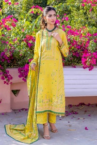 UAE -3PC Lawn Unstitched Gold Printed Suit With Embroidered Trouser CL-32121