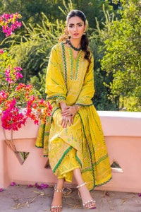 UAE -3PC Lawn Unstitched Gold Printed Suit With Embroidered Trouser CL-32121