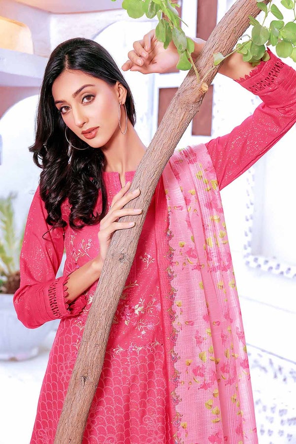 UAE -3PC Embroidered Dobby Unstitched Suit DB-32012
