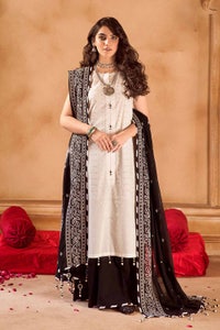 UAE -3PC Embroidered Chunri Lawn Unstitched Silver And Lacquer Printed Suit CL-32164