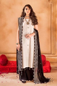 UAE -3PC Embroidered Chunri Lawn Unstitched Silver And Lacquer Printed Suit CL-32164