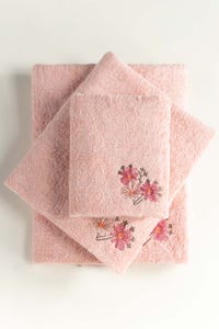 UAE -Salmon Combed 3Pc Embroidered Towel Set 23