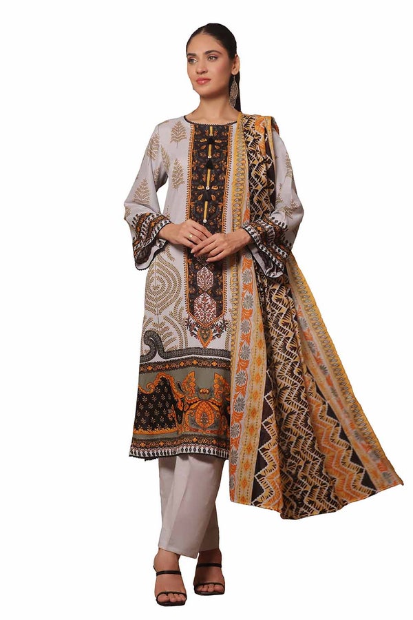 UAE -3 Piece Unstitched Printed Khaddar Suit SD-42020