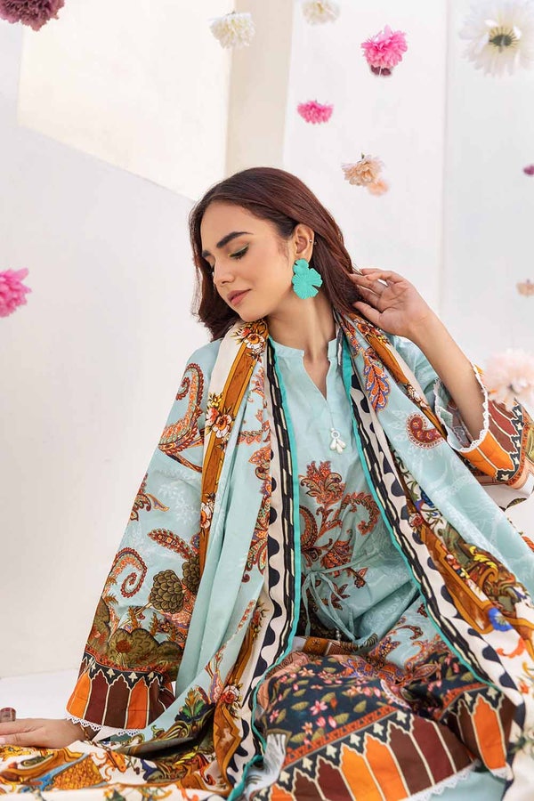 UAE -3PC Printed Cambric Unstitched Suit with Lawn Dupatta CBN-32025