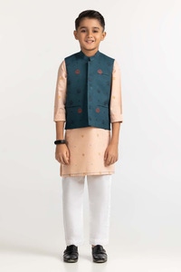 UAE -Sea Green Embroidered Waist Coat KWC-PD23-010
