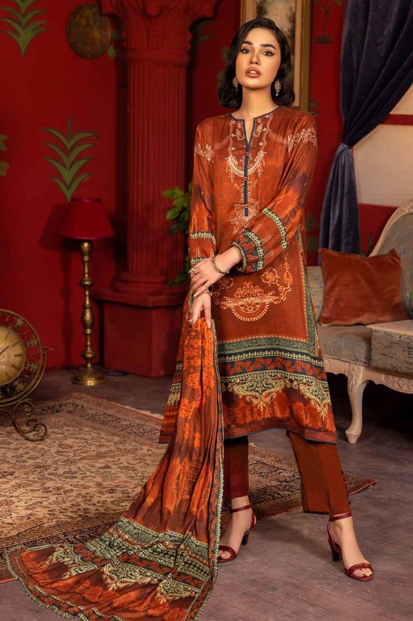 UAE -3PC Digital Printed Linen Unstitched Suit with Linen Jacquard Dupatta LT-32025