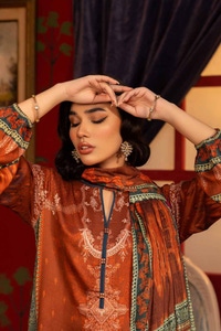 UAE -3PC Digital Printed Linen Unstitched Suit with Linen Jacquard Dupatta LT-32025