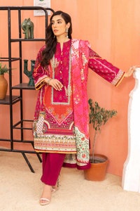 UAE -3PC Printed Cambric Unstitched Suit with Lawn Dupatta CBN-32024