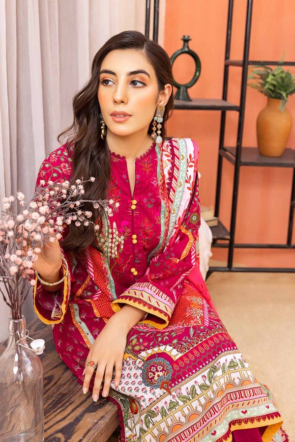 UAE -3PC Printed Cambric Unstitched Suit with Lawn Dupatta CBN-32024