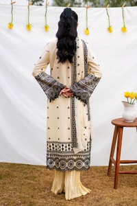 UAE -3 Piece Unstitched Embroidered Lawn Suit with Embroidered Chiffon Dupatta PM-52057