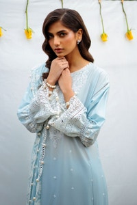 UAE -3 Piece Unstitched Embroidered Lawn Suit with Embroidered Chiffon Dupatta PM-52027