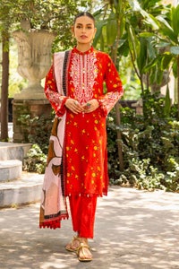 UAE -3PC Embroidered Cambric Unstitched Suit with Digital Printed Lawn Dupatta CBE-32007