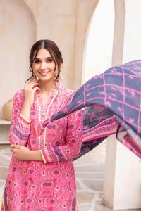 UAE -3PC Printed Lawn Unstitched Suit with Denting Lawn Dupatta DN-32109 B