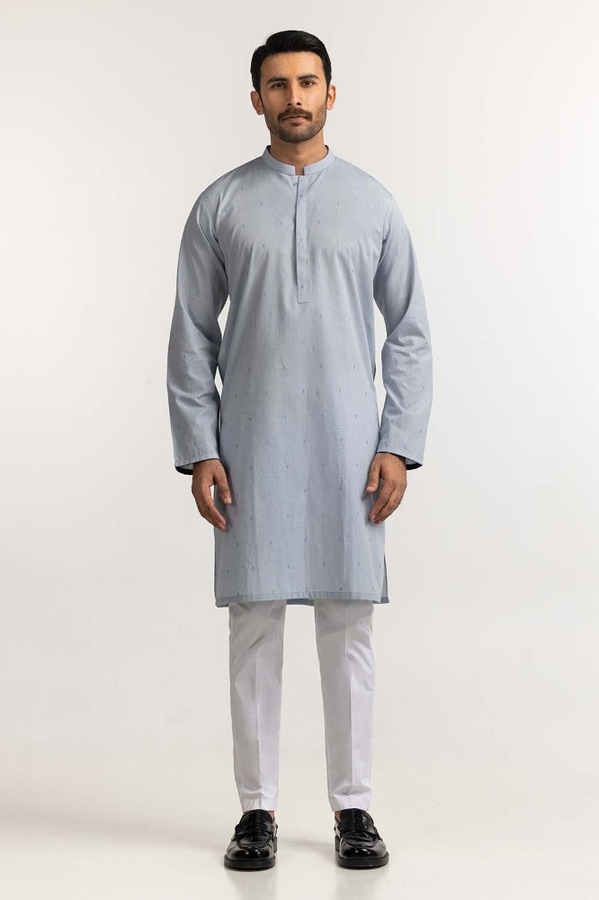 UAE -Serenity Blue Embroidered Kurta KR-EMB24-024