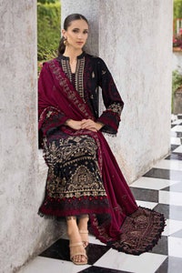 UAE -3PC Embroidered Pashmina Unstitched Suit with Embroidered Pashmina Shawl AP-32039