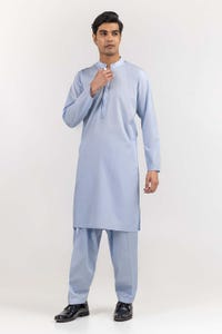 UAE -Sky Blue Basic Embroidered Shalwar Kameez Suit SK-E22-013