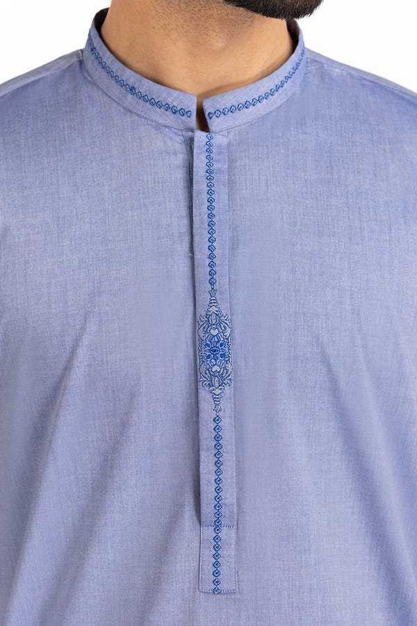 UAE -Sky Blue Embroidered Kurta KR-EMB22-027