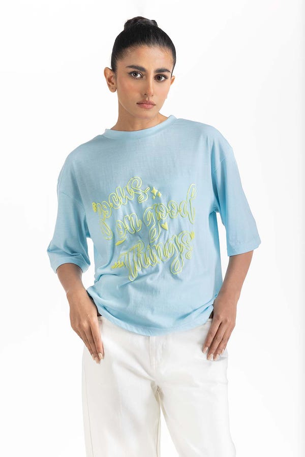 UAE -Sky Blue Knit T-Shirt 231-213-025