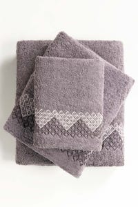 UAE -Smoke Combed Embroidered 3 Pcs Towel Set