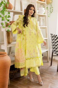 UAE -3PC Embroidered Lawn Unstitched Suit with Gold and Lacquer Printed Paper Cotton Dupatta SP-32003