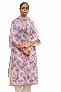 UAE -3PC Unstitched Printed Lawn Suit with Lurex Chiffon Dupatta SP-42009