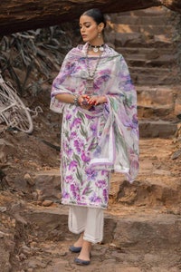 UAE -3PC Unstitched Printed Lawn Suit with Lurex Chiffon Dupatta SP-42009