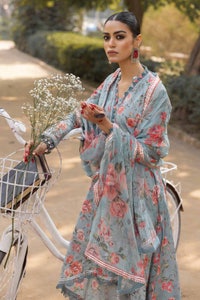 UAE -3PC Unstitched Printed Lawn Suit with Lurex Chiffon Dupatta SP-42012