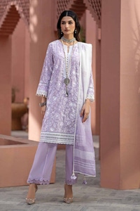 UAE -3PC Lacquer Printed Embroidered Lawn Unstitched Suit with Lacquer Printed Paper Cotton Dupatta SP-42015
